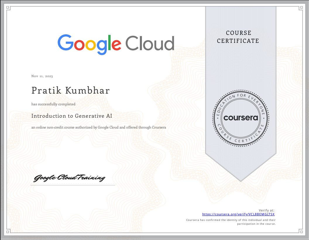 Introduction to Generative AI - Coursera