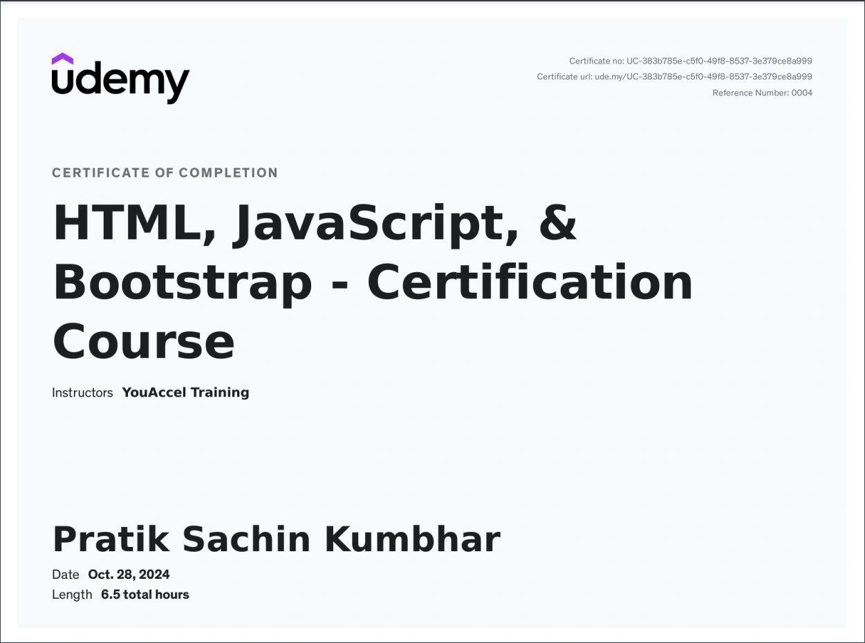 HTML, JavaScript, & Bootstrap - Udemy